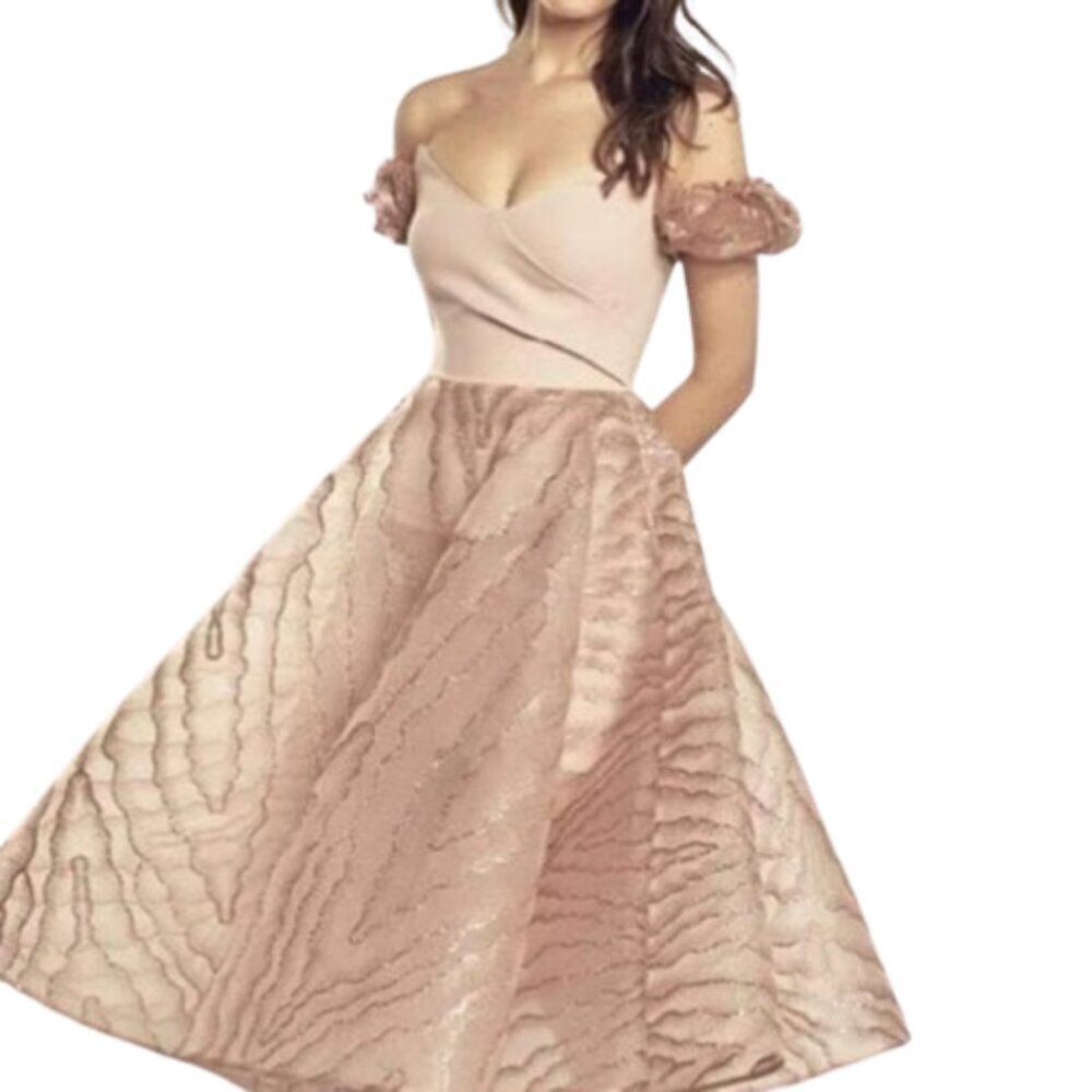 NWT Saboroma RS9605 Puff off-shoulder sleeves Formal Dresses Black size 2